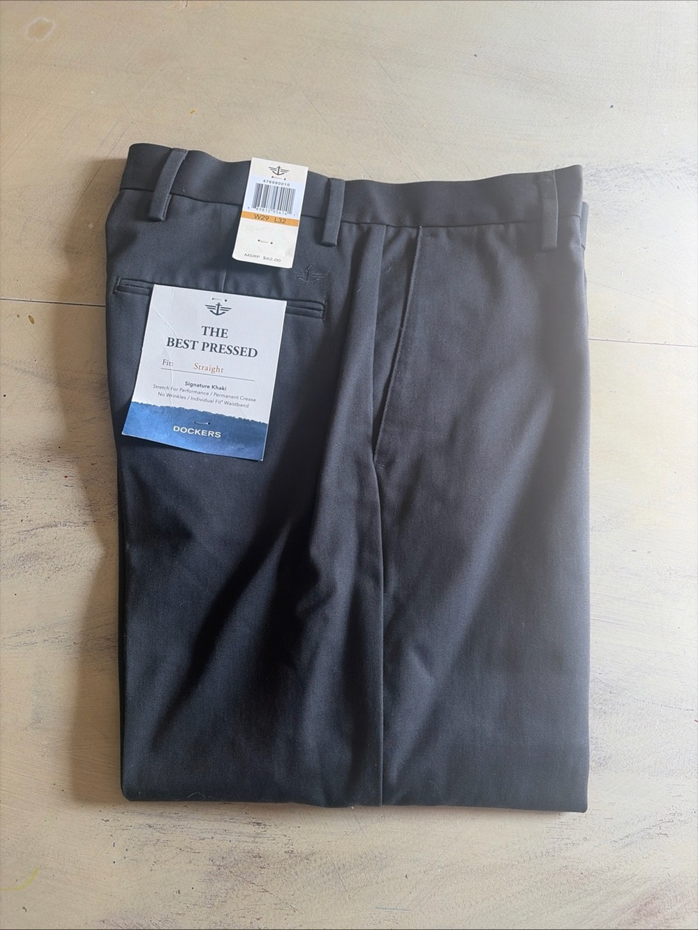 NWT Dockers Mens The Best Pressed Straight Fit Signature Dress Pants Gray 29x32